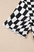 Black Checker Mesh Crew Neck T Shirt